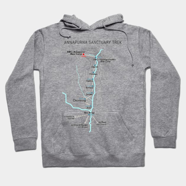 Annapurna Base Camp Trek Map Hoodie by vivalarevolucio